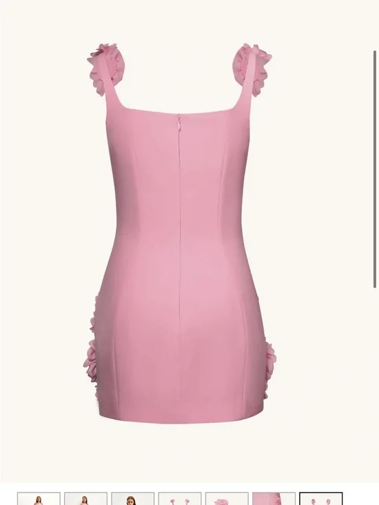 NWT JW Pei Elaina Pink Rosette Applique Mini Dress-Pink - Size 10 - Picture 7 of 12